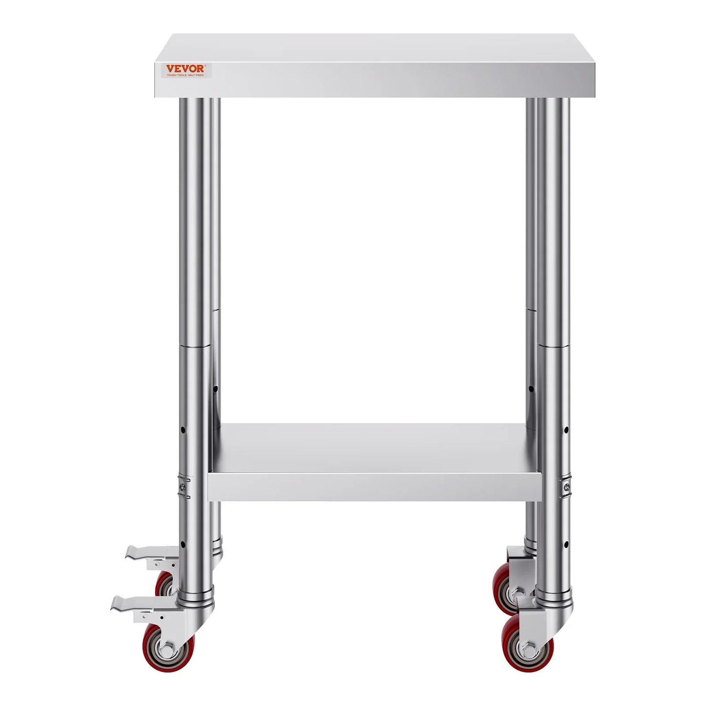 VEVOR Stainless Steel Work Table with Wheels 24 x 12 x 32 Inch Prep Table with 4 Casters Heavy Duty Work Table for Commercial Kitchen Restaurant Business - Mekamart Australia