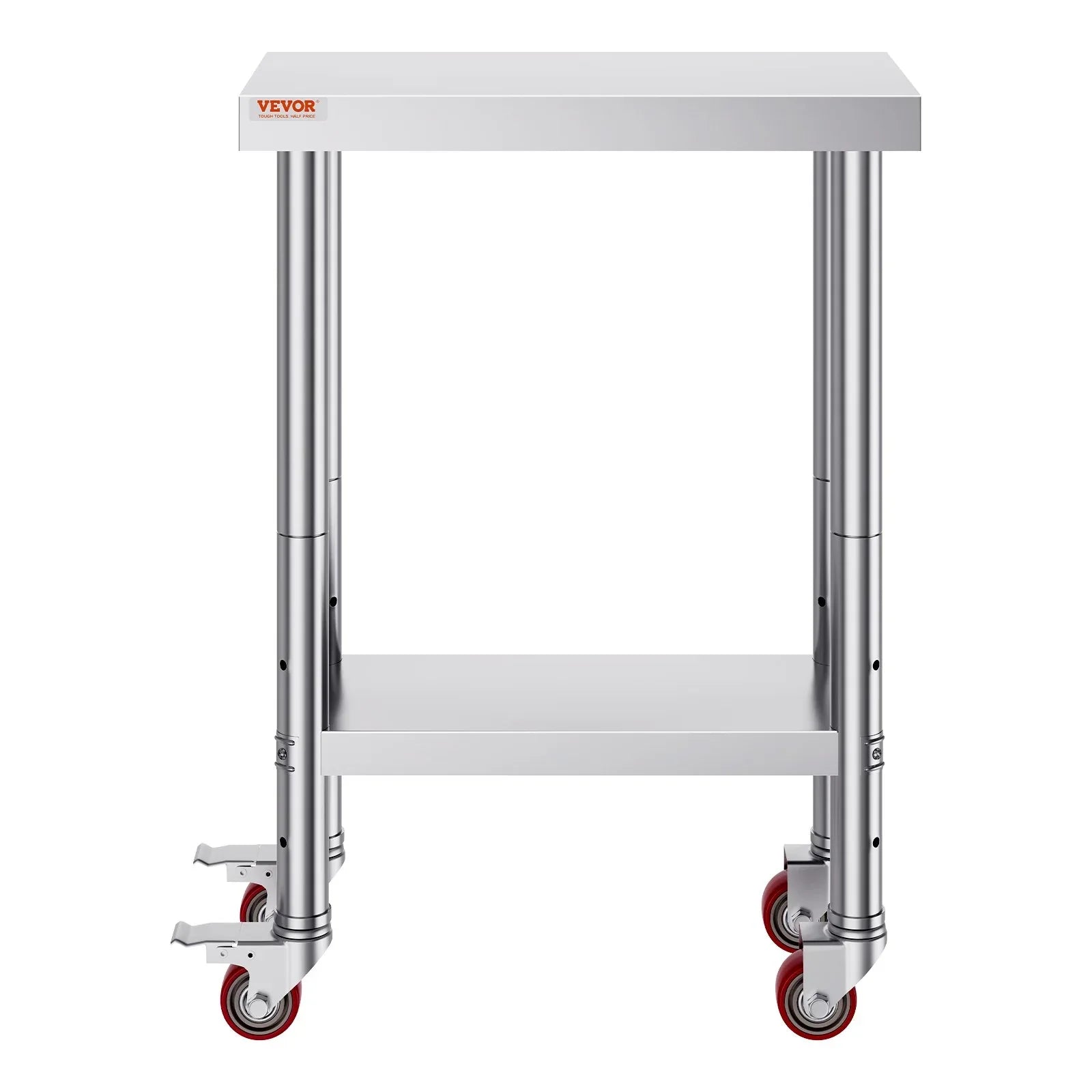 VEVOR Stainless Steel Work Table with Wheels 24 x 12 x 32 Inch Prep Table with 4 Casters Heavy Duty Work Table for Commercial Kitchen Restaurant Business - Mekamart Australia