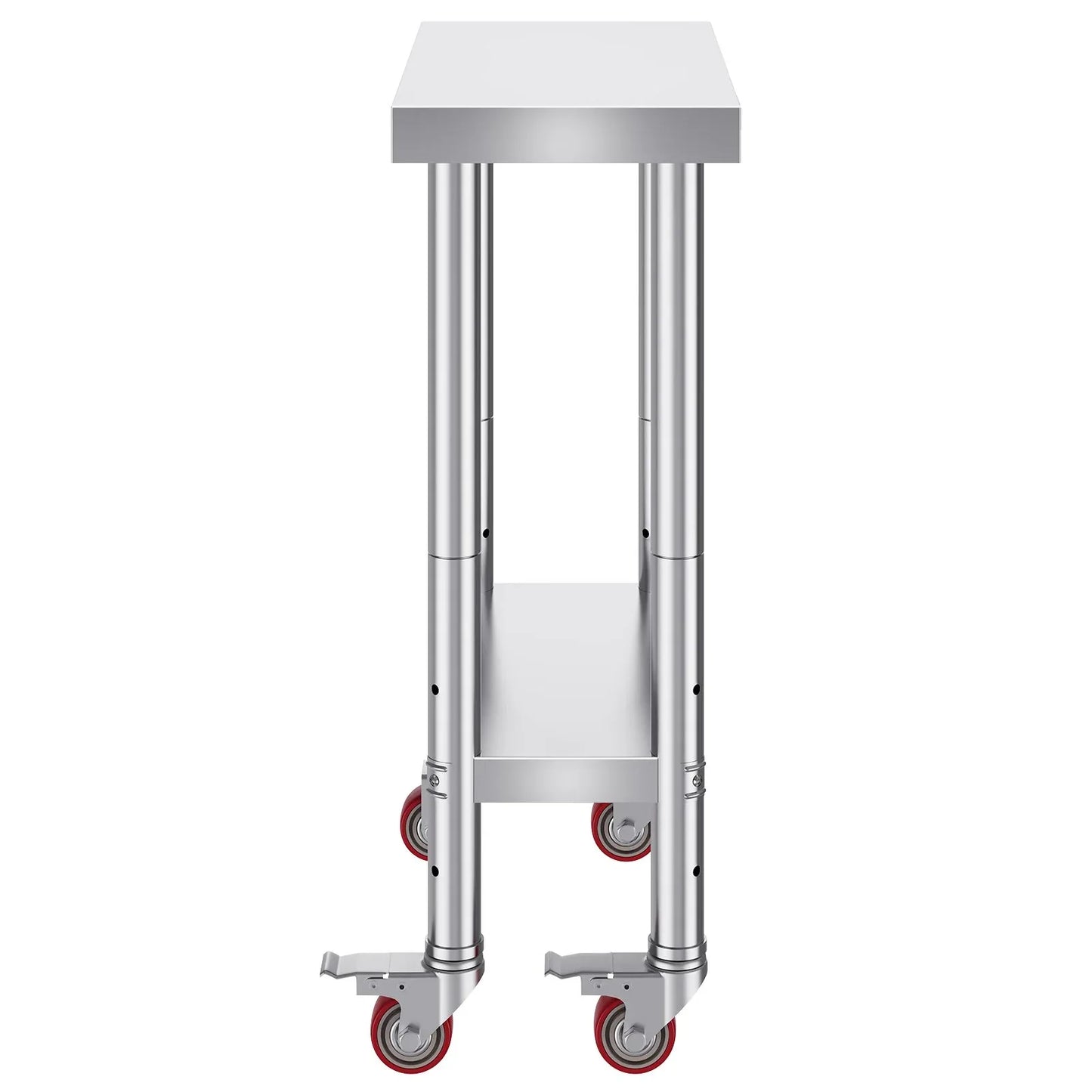 VEVOR Stainless Steel Work Table with Wheels 24 x 12 x 32 Inch Prep Table with 4 Casters Heavy Duty Work Table for Commercial Kitchen Restaurant Business - Mekamart Australia