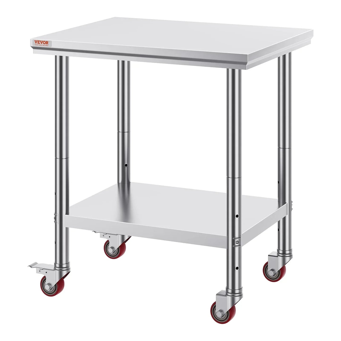 VEVOR Stainless Steel Work Table with Wheels 24 x 30 Prep Table with casters Heavy Duty Work Table for Commercial Kitchen Restaurant Business (24 x 30 x 33.8 Inch) - Mekamart Australia