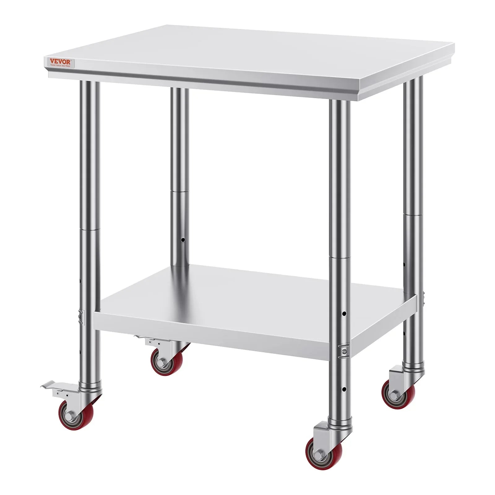 VEVOR Stainless Steel Work Table with Wheels 24 x 30 Prep Table with casters Heavy Duty Work Table for Commercial Kitchen Restaurant Business (24 x 30 x 33.8 Inch) - Mekamart Australia