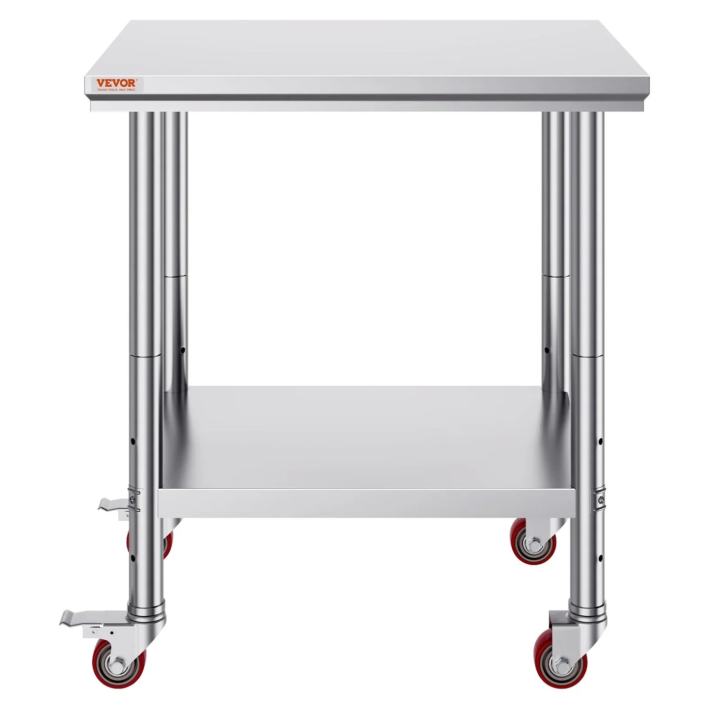 VEVOR Stainless Steel Work Table with Wheels 24 x 30 Prep Table with casters Heavy Duty Work Table for Commercial Kitchen Restaurant Business (24 x 30 x 33.8 Inch) - Mekamart Australia