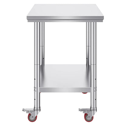 VEVOR Stainless Steel Work Table with Wheels 24 x 30 Prep Table with casters Heavy Duty Work Table for Commercial Kitchen Restaurant Business (24 x 30 x 33.8 Inch) - Mekamart Australia