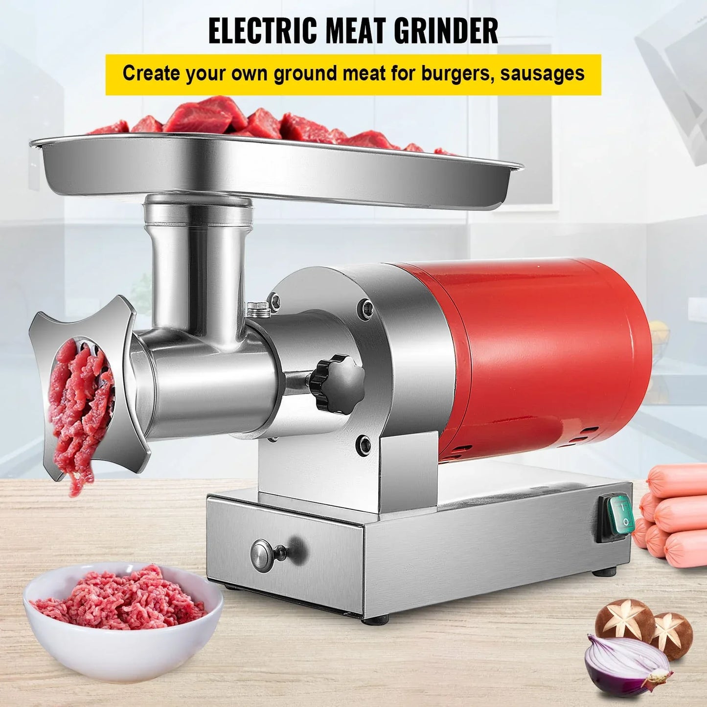 VEVOR Electric Meat Grinder Machine Electric Meat Mincer 661 Lbs/Hour 1100W - Mekamart Australia