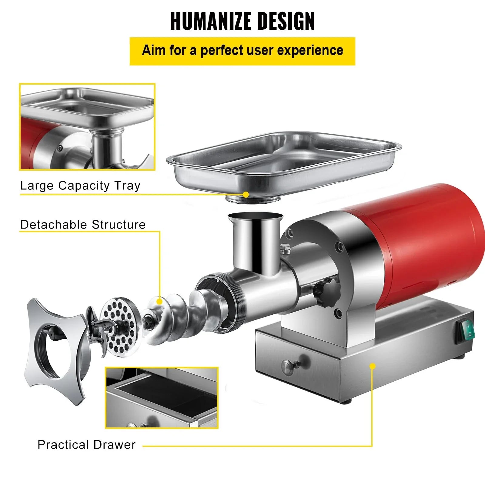 VEVOR Electric Meat Grinder Machine Electric Meat Mincer 661 Lbs/Hour 1100W - Mekamart Australia