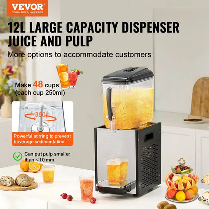 VEVOR Commercial Beverage Dispenser 12L Cold Juice Ice Drink Dispenser for Party - Mekamart Australia