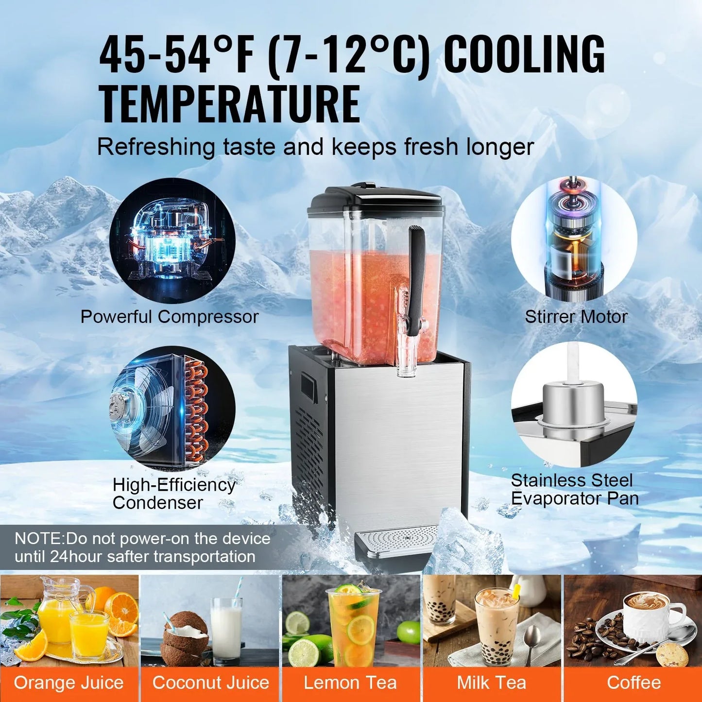VEVOR Commercial Beverage Dispenser 12L Cold Juice Ice Drink Dispenser for Party - Mekamart Australia