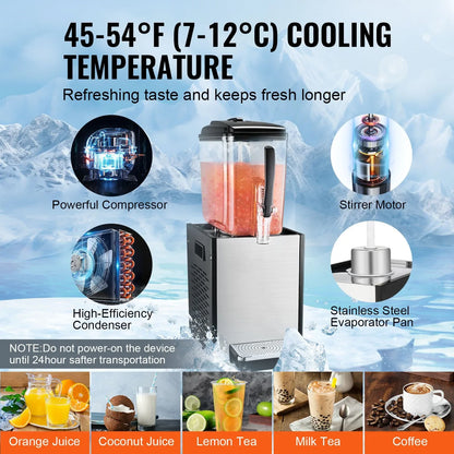VEVOR Commercial Beverage Dispenser 12L Cold Juice Ice Drink Dispenser for Party - Mekamart Australia