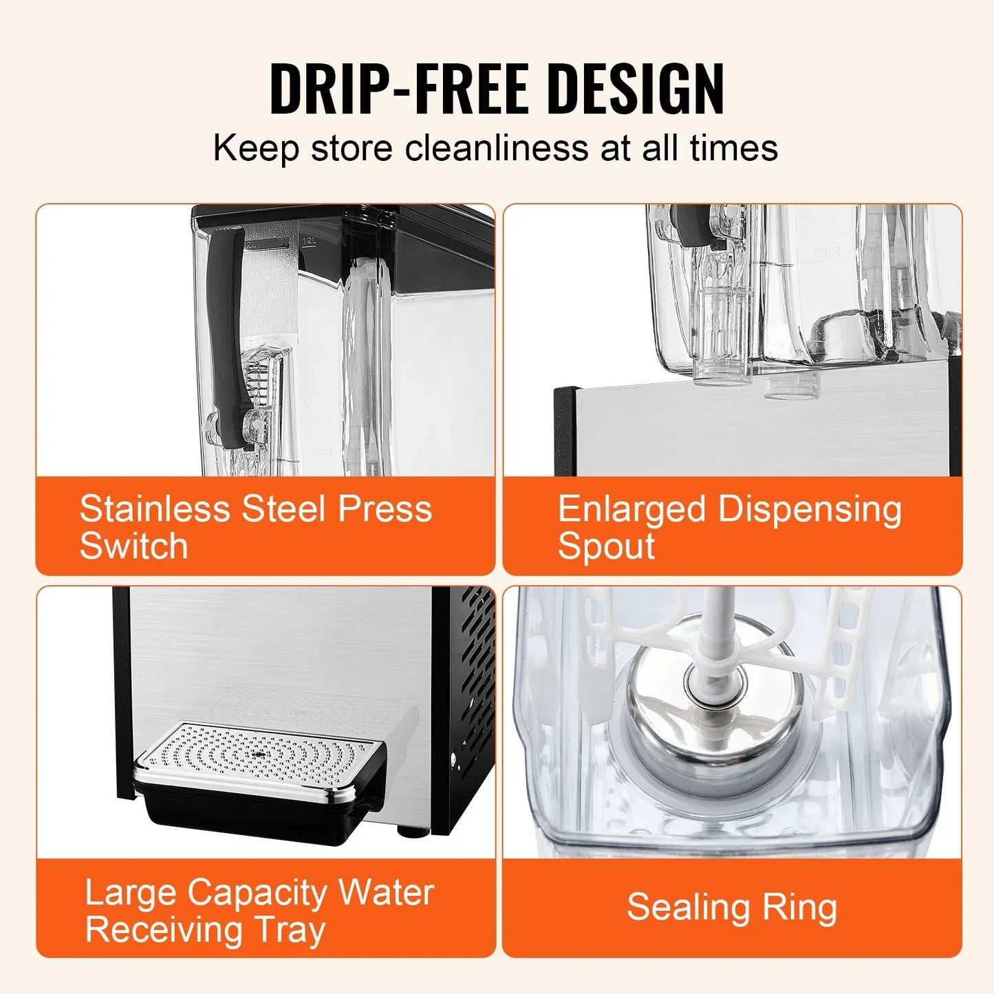VEVOR Commercial Beverage Dispenser 12L Cold Juice Ice Drink Dispenser for Party - Mekamart Australia
