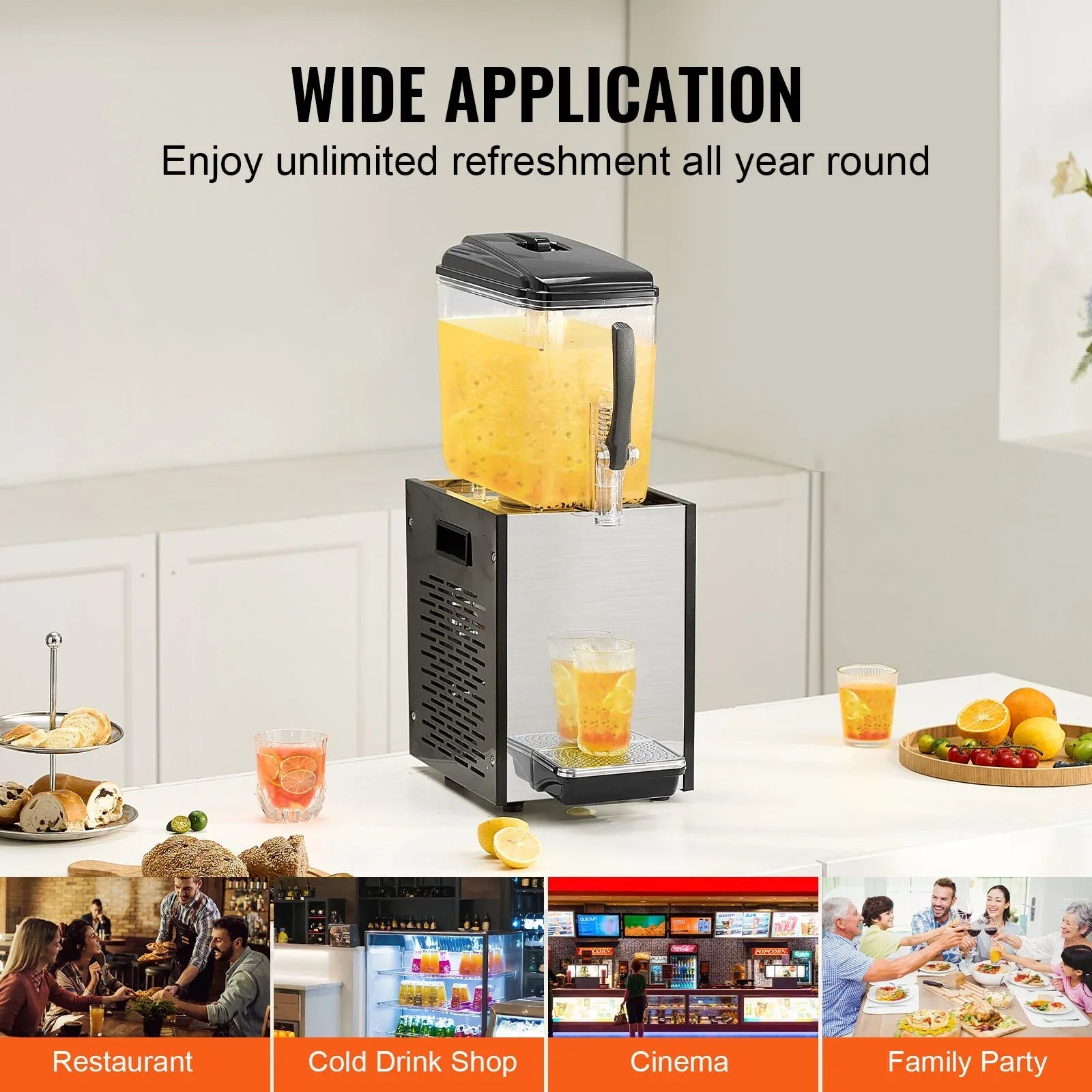 VEVOR Commercial Beverage Dispenser 12L Cold Juice Ice Drink Dispenser for Party - Mekamart Australia