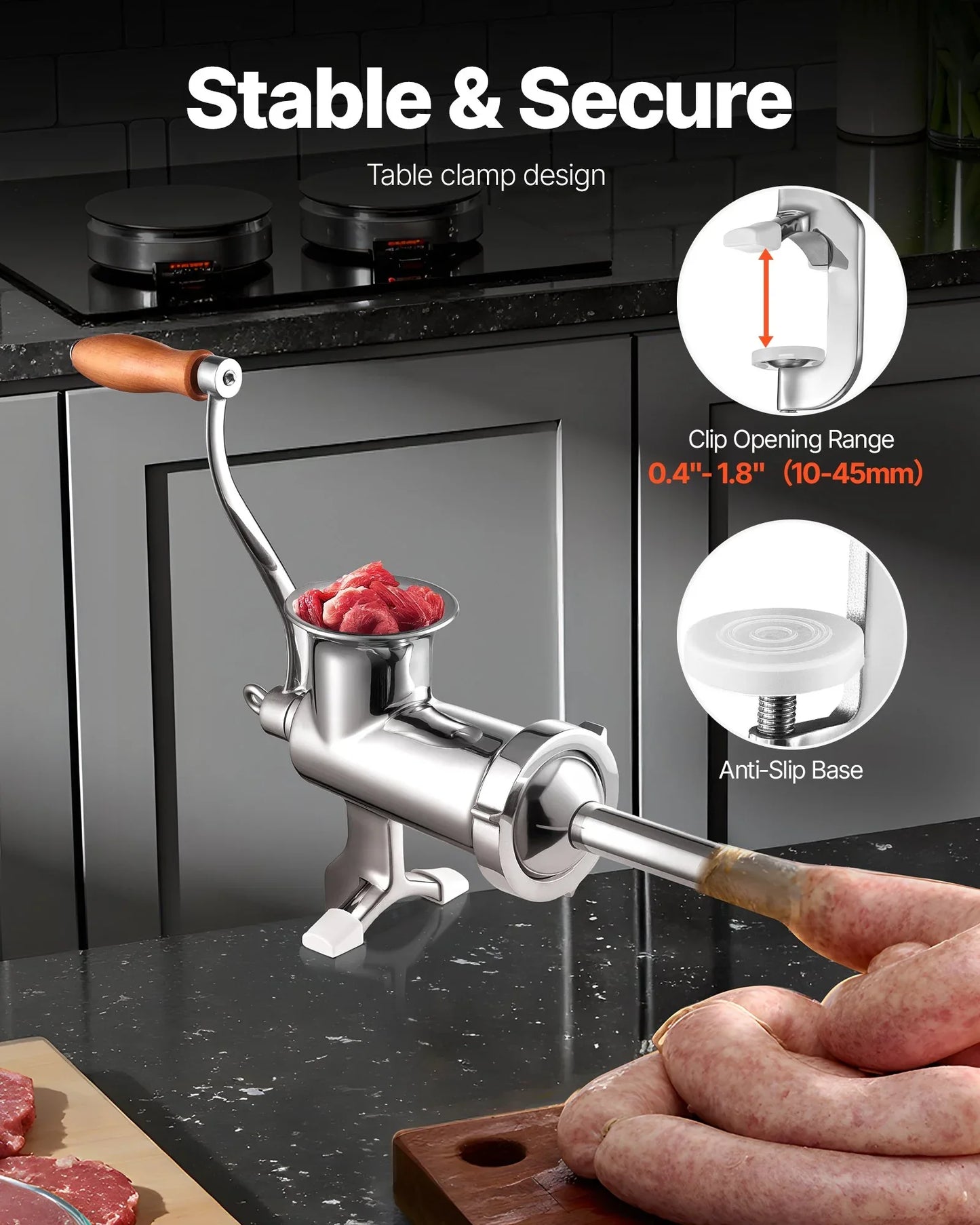 VEVOR Heavy Duty Meat Grinder Manual Sausage Filler Stainless Steel with Clamp - Mekamart Australia