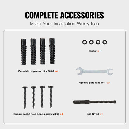 1-3 Step Handrail Railing for Steps Steel 150 kg Capacity with Screw Kit