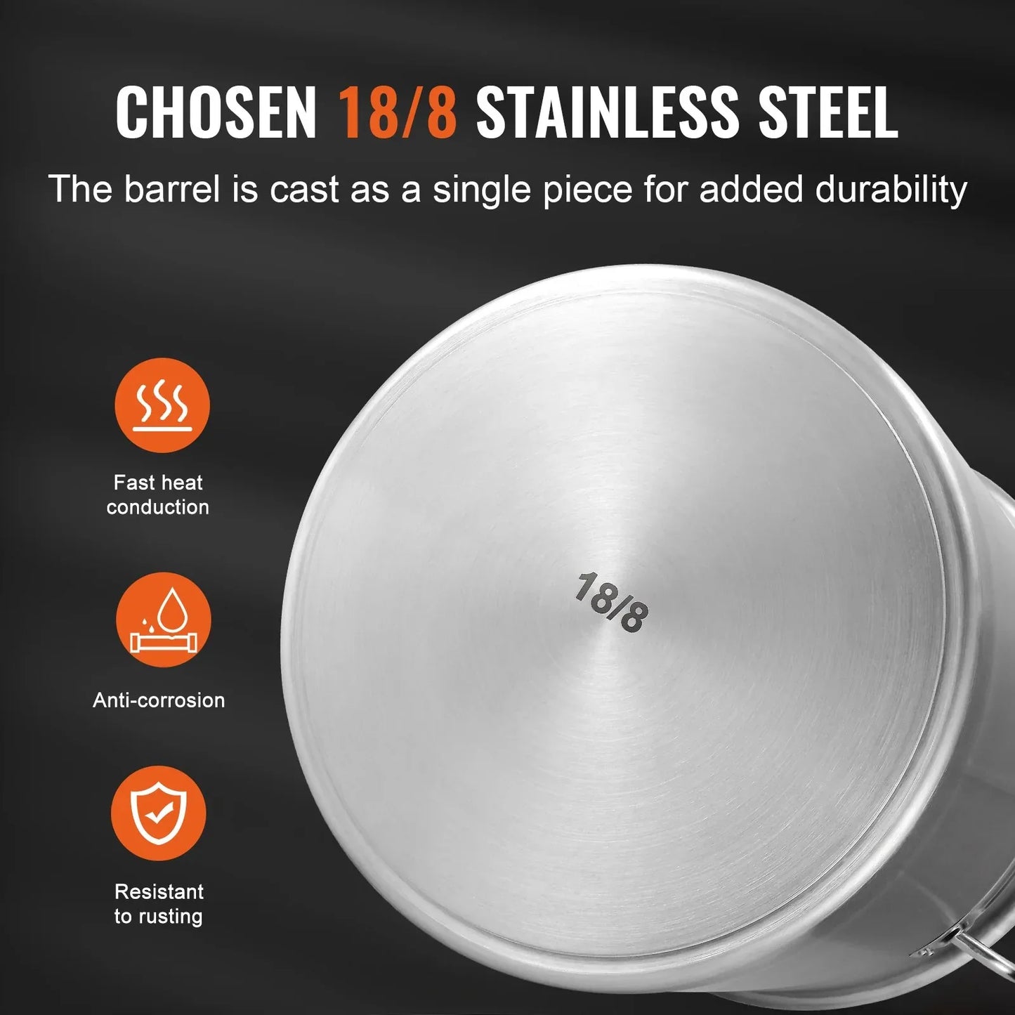 VEVOR Stainless Steel Stockpot, 42 Quart Large Cooking Pots, Multipurpose Cookware Sauce Pot with Lid & Handle, Heavy Duty Commercial Grade Stock Pot, Sanding Treatment, for Large Groups Events Silver - Mekamart Australia