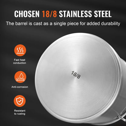 VEVOR Stainless Steel Stockpot, 42 Quart Large Cooking Pots, Multipurpose Cookware Sauce Pot with Lid & Handle, Heavy Duty Commercial Grade Stock Pot, Sanding Treatment, for Large Groups Events Silver - Mekamart Australia