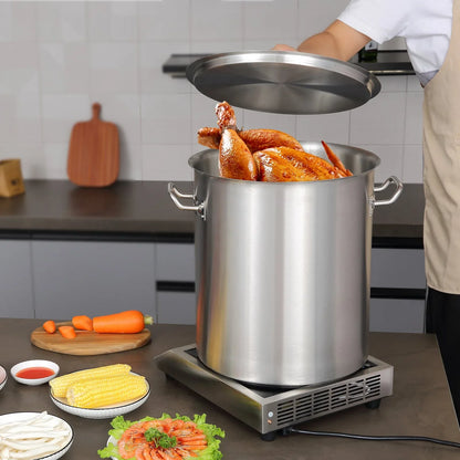VEVOR Stainless Steel Stockpot, 42 Quart Large Cooking Pots, Multipurpose Cookware Sauce Pot with Lid & Handle, Heavy Duty Commercial Grade Stock Pot, Sanding Treatment, for Large Groups Events Silver - Mekamart Australia