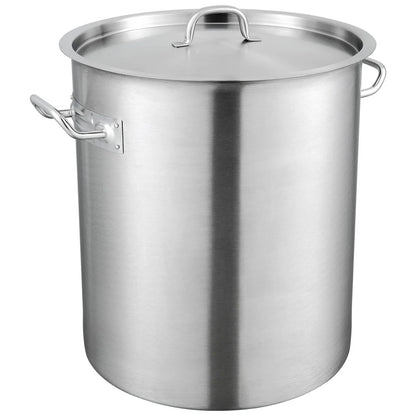 VEVOR Stainless Steel Stockpot, 42 Quart Large Cooking Pots, Multipurpose Cookware Sauce Pot with Lid & Handle, Heavy Duty Commercial Grade Stock Pot, Sanding Treatment, for Large Groups Events Silver - Mekamart Australia