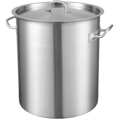 VEVOR Stainless Steel Stockpot, 42 Quart Large Cooking Pots, Multipurpose Cookware Sauce Pot with Lid & Handle, Heavy Duty Commercial Grade Stock Pot, Sanding Treatment, for Large Groups Events Silver - Mekamart Australia