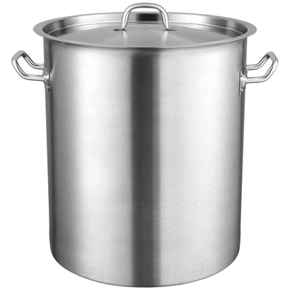 VEVOR Stainless Steel Stockpot, 42 Quart Large Cooking Pots, Multipurpose Cookware Sauce Pot with Lid & Handle, Heavy Duty Commercial Grade Stock Pot, Sanding Treatment, for Large Groups Events Silver - Mekamart Australia