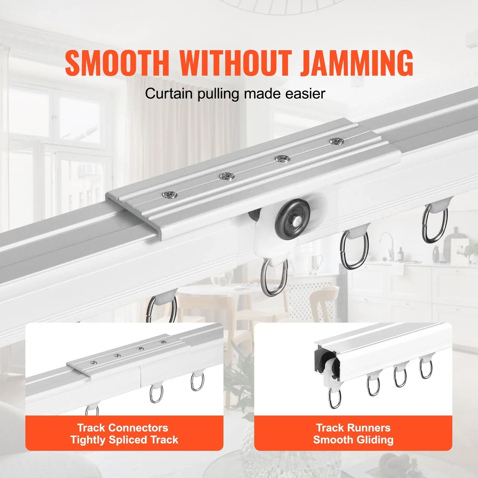 VEVOR Ceiling Curtain Track Set 5.9 FT/1.8 Meter_oom Divider with Hooks White - Mekamart Australia