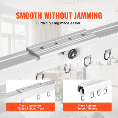 VEVOR Ceiling Curtain Track Set 5.9 FT/1.8 Meter_oom Divider with Hooks White - Mekamart Australia