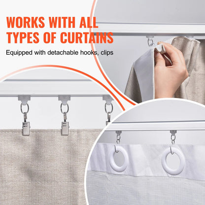 VEVOR Ceiling Curtain Track Set 5.9 FT/1.8 Meter_oom Divider with Hooks White - Mekamart Australia