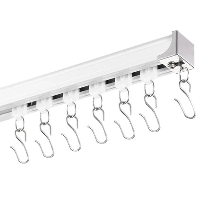 VEVOR Ceiling Curtain Track Set 5.9 FT/1.8 Meter_oom Divider with Hooks White - Mekamart Australia