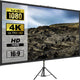 Tripod Projector Screen with Stand 100inch 16:9 4K HD Projection Screen Stand Wrinkle-Free Height Adjustable Portable Screen for Projector Indoor & Outdoor for Movie, Home Cinema, Gaming, Office