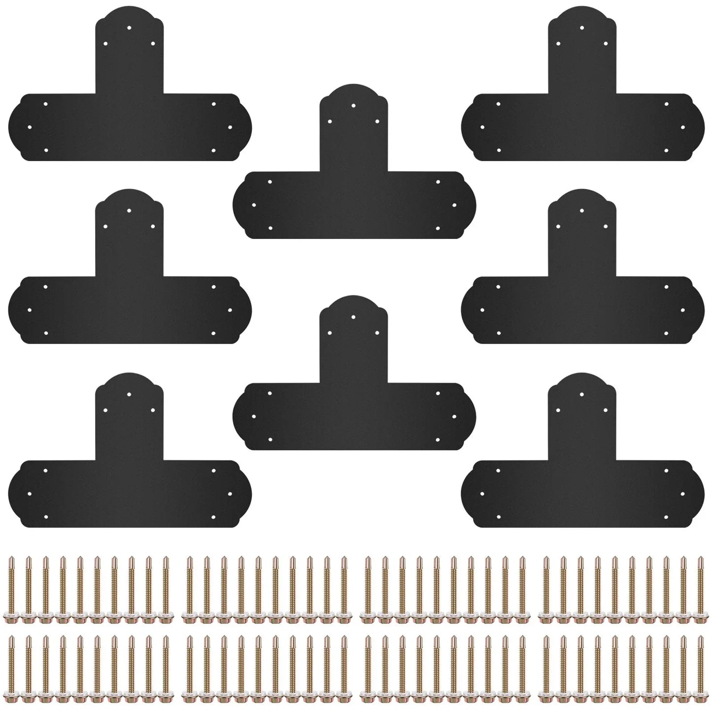 VEVOR Black T Mending Plate T-shape 8 PCs 6" Flat Connector Post to Beam Bracket - Mekamart Australia