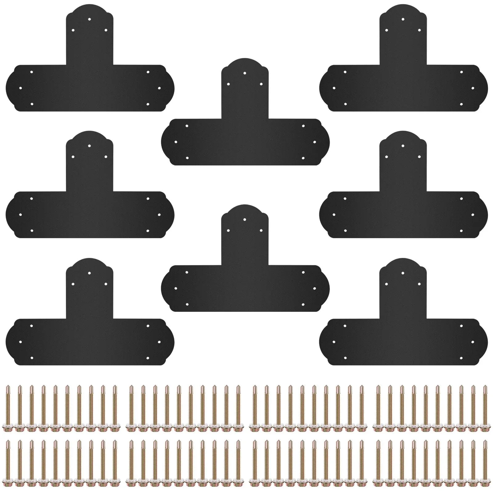 VEVOR Black T Mending Plate T-shape 8 PCs 6" Flat Connector Post to Beam Bracket - Mekamart Australia