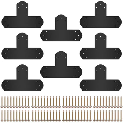 VEVOR Black T Mending Plate T-shape 8 PCs 6" Flat Connector Post to Beam Bracket - Mekamart Australia