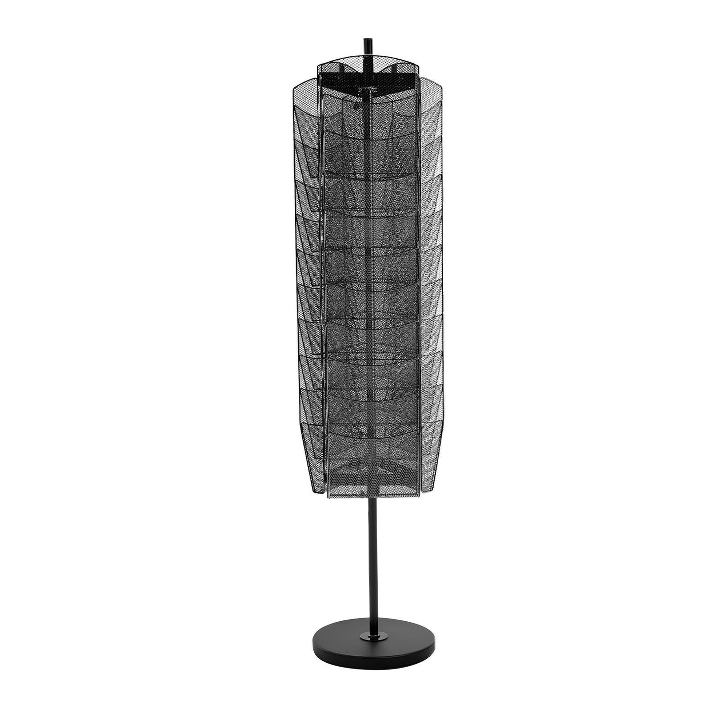 Rotating Brochure Display Rack, 30 Pockets Mesh Magazine Literature Display Stand, Portable Floor Standing Magazine Rack, Metal Newspaper Catalog Holders for Shop Exhibitions Office Trade Show