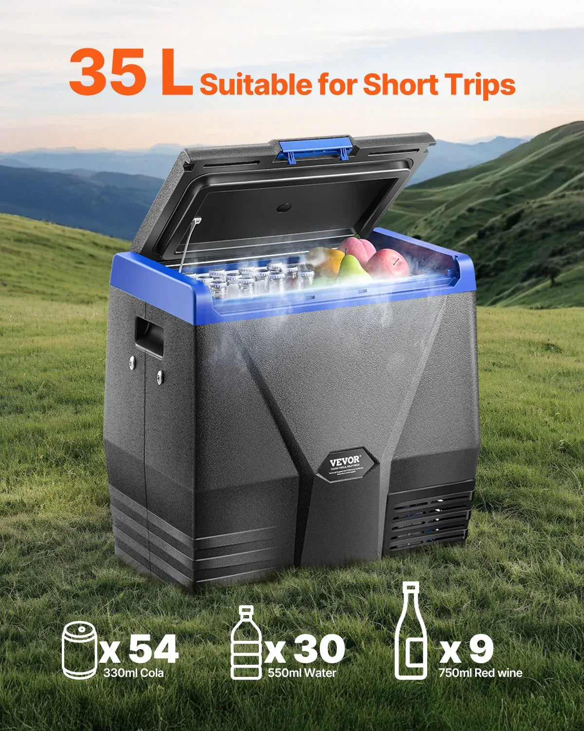 VEVOR Portable Car Refrigerator Freezer Compressor 35L Single Zone for Car Home - Mekamart Australia