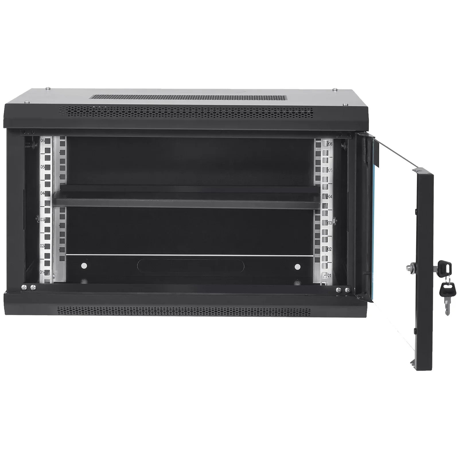 VEVOR 6U Wall Mount Network Server Cabinet, 15.5'' Deep, Server Rack Cabinet Enclosure, 200 lbs Max. Ground-mounted Load Capacity, with Locking Glass Door Side Panels, for IT Equipment, A/V Devices - Mekamart Australia