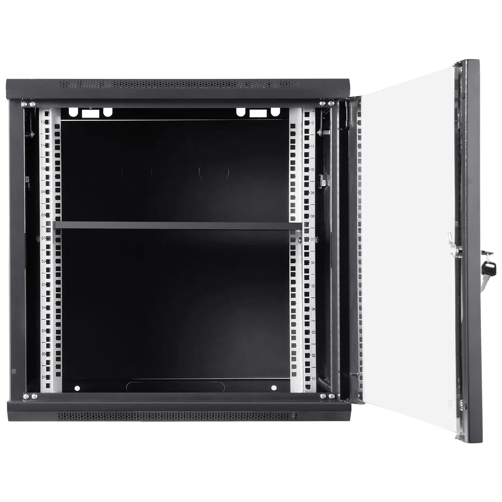 VEVOR 9U Wall Mount Network Server Cabinet, 39.37 cm Deep, Server Rack Cabinet Enclosure, 90.7 kg Max. Ground-mounted Load Capacity, with Locking Glass Door Side Panels, for IT Equipment, A/V Devices - Mekamart Australia