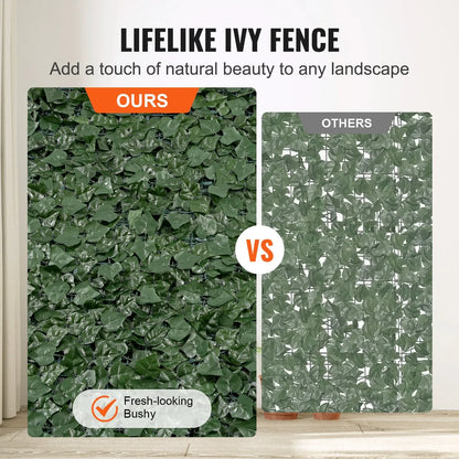 VEVOR Ivy Privacy Fence, 39 x 198in Artificial Green Wall Screen, Greenery Ivy Fence with Mesh Cloth Backing and Strengthened Joint, Faux Hedges Vine Leaf Decoration for Outdoor Garden, Yard, Balcony - Mekamart Australia