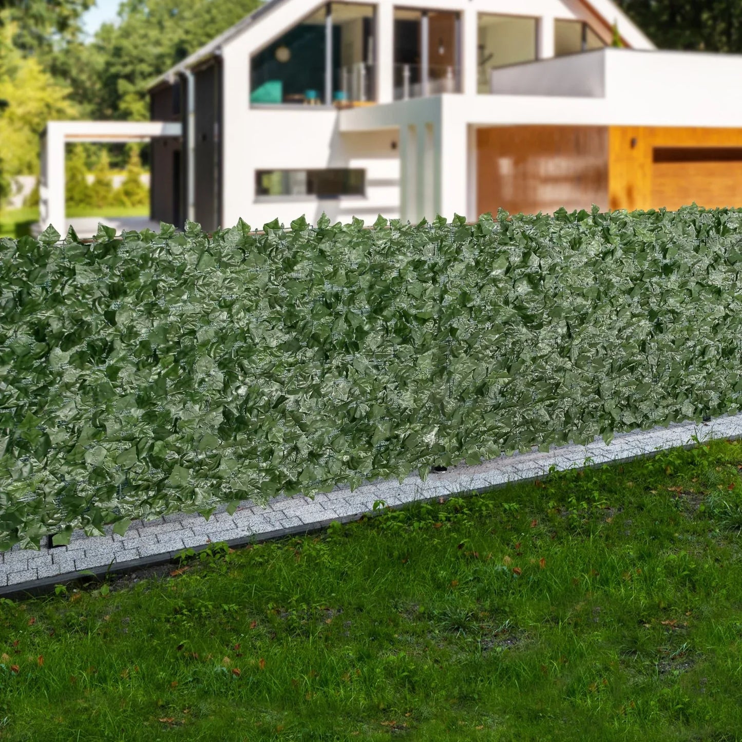 VEVOR Ivy Privacy Fence, 39 x 198in Artificial Green Wall Screen, Greenery Ivy Fence with Mesh Cloth Backing and Strengthened Joint, Faux Hedges Vine Leaf Decoration for Outdoor Garden, Yard, Balcony - Mekamart Australia