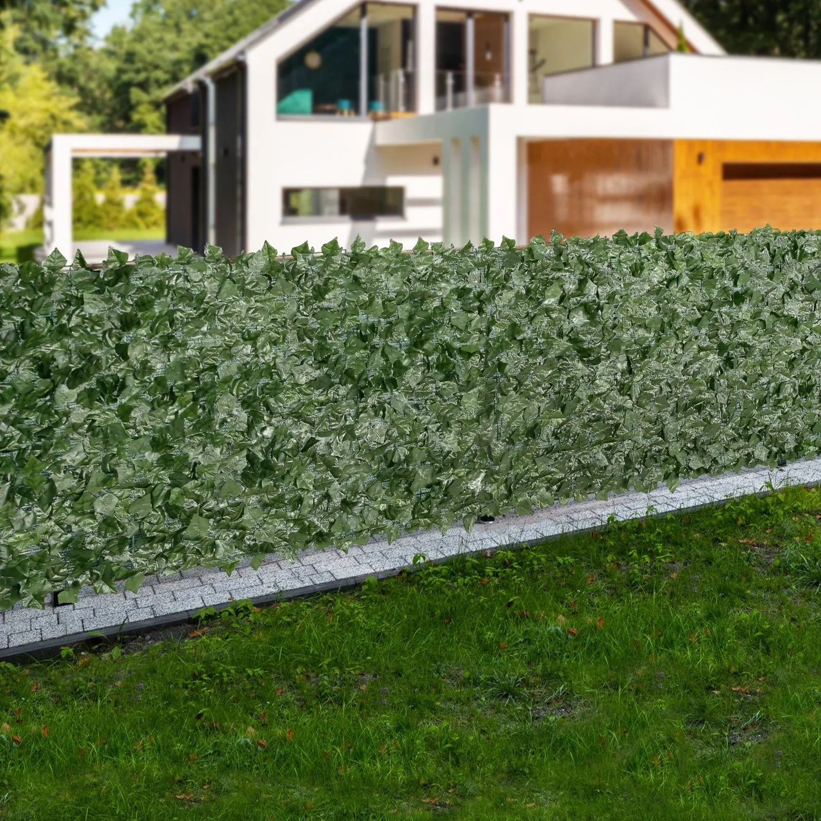 VEVOR Ivy Privacy Fence, 39 x 198in Artificial Green Wall Screen, Greenery Ivy Fence with Mesh Cloth Backing and Strengthened Joint, Faux Hedges Vine Leaf Decoration for Outdoor Garden, Yard, Balcony - Mekamart Australia