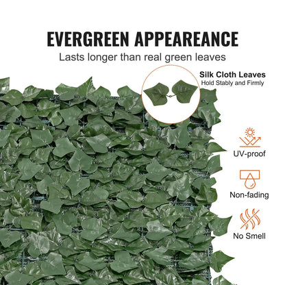 VEVOR Ivy Privacy Fence, 1830 x 2440 mm Artificial Green Wall Screen, Greenery Ivy Fence with Mesh Cloth Backing and Strengthened Joint, Faux Hedges Vine Leaf Decoration for Outdoor Garden, Yard - Mekamart Australia