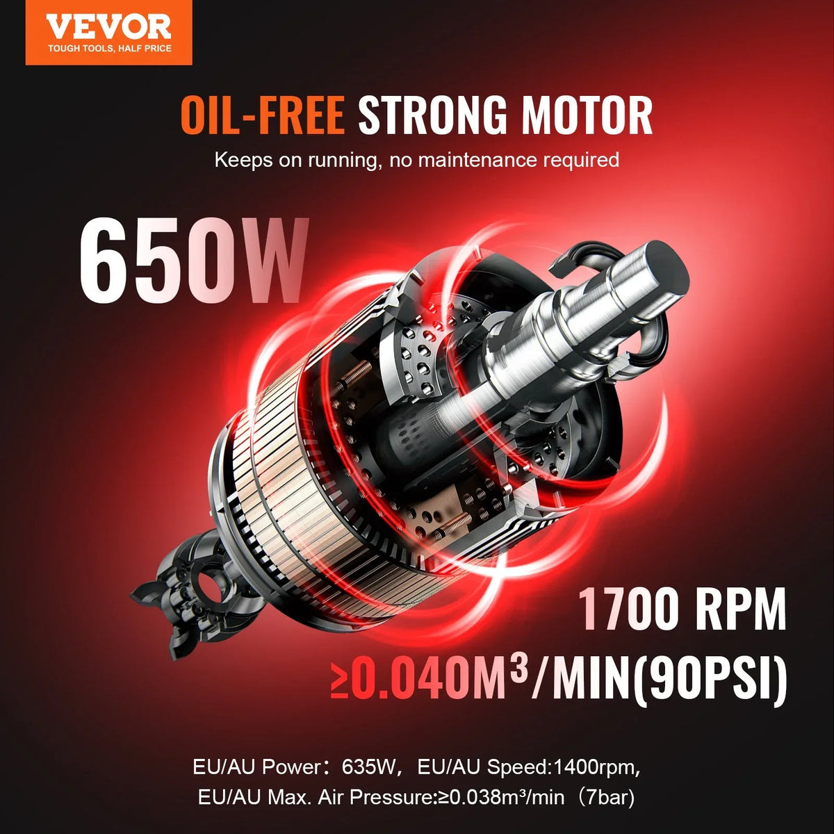 VEVOR Air Compressor Compact Portable Oil Free Compressor 4L 7bar - Mekamart Australia