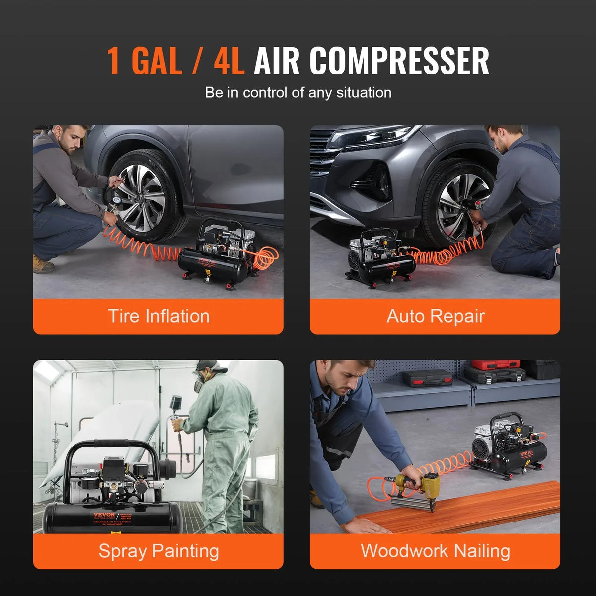 VEVOR Air Compressor Compact Portable Oil Free Compressor 4L 7bar - Mekamart Australia