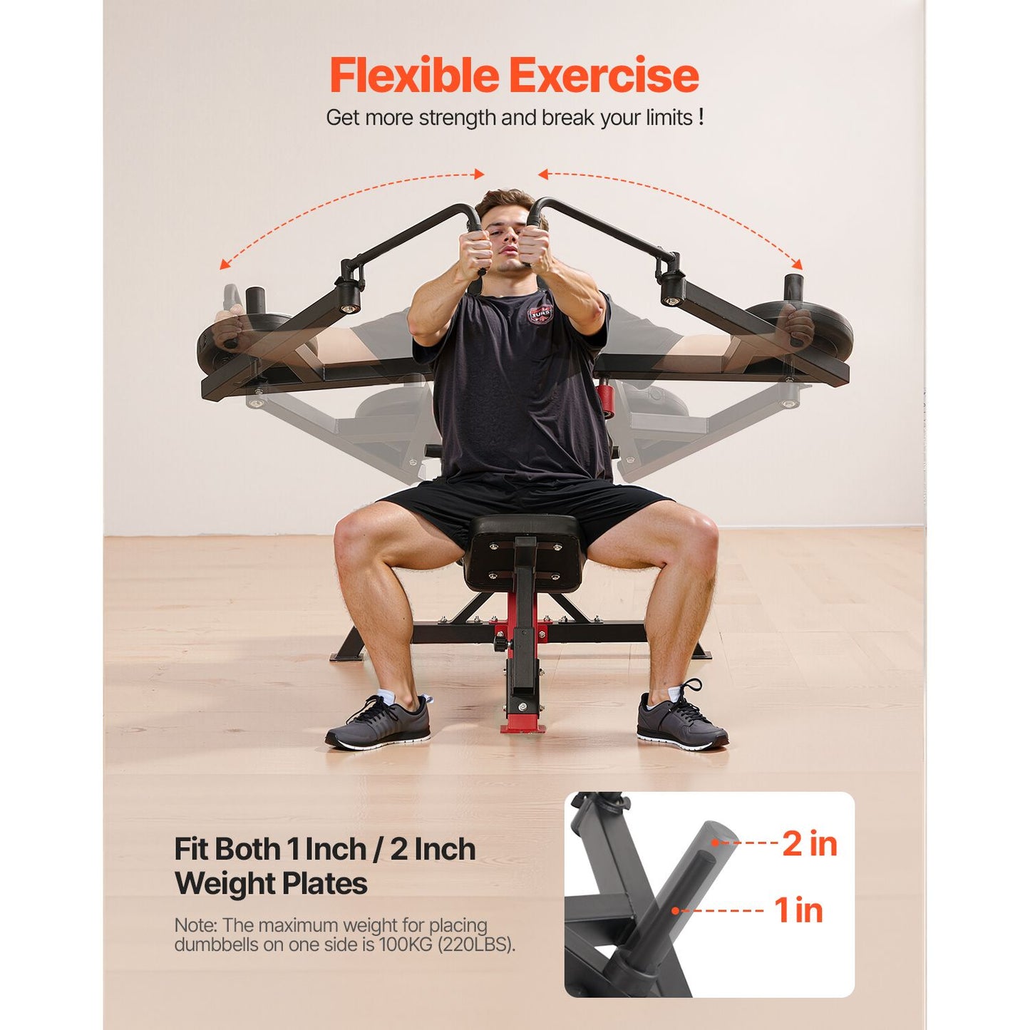 Incline Chest Fly and Rear Delt Fly Machine, 450 LBS Chest Machine, Adjustable Fitness Chest Bench Set, Home Gym Equipment for Upper Body Strength Training Machine