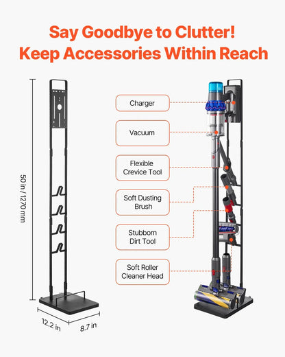 VEVOR Vacuum Stand, Compatible With Dyson V6 V7 V8 V10 V11 V15, Stable Vacuum Stand Holder with Wheels for Dyson DC30 DC31 DC34 DC35 DC58 DC59 DC62 D74 Cordless Upright Vacuum Cleaners & Accessories - Mekamart Australia