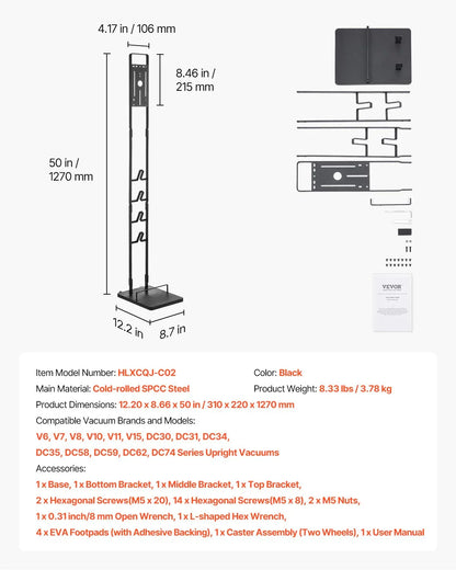 VEVOR Vacuum Stand, Compatible With Dyson V6 V7 V8 V10 V11 V15, Stable Vacuum Stand Holder with Wheels for Dyson DC30 DC31 DC34 DC35 DC58 DC59 DC62 D74 Cordless Upright Vacuum Cleaners & Accessories - Mekamart Australia