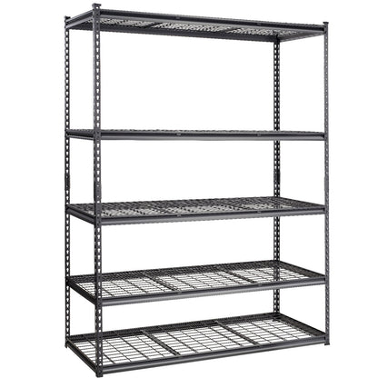 Storage Shelving Unit, 5-Tier Adjustable, 2000 lbs Capacity, Heavy Duty Garage Shelves Metal Organizer Wire Rack, Black, 60" L x 24" W x 78" H for Kitchen Pantry Basement Bathroom Laundry Closet