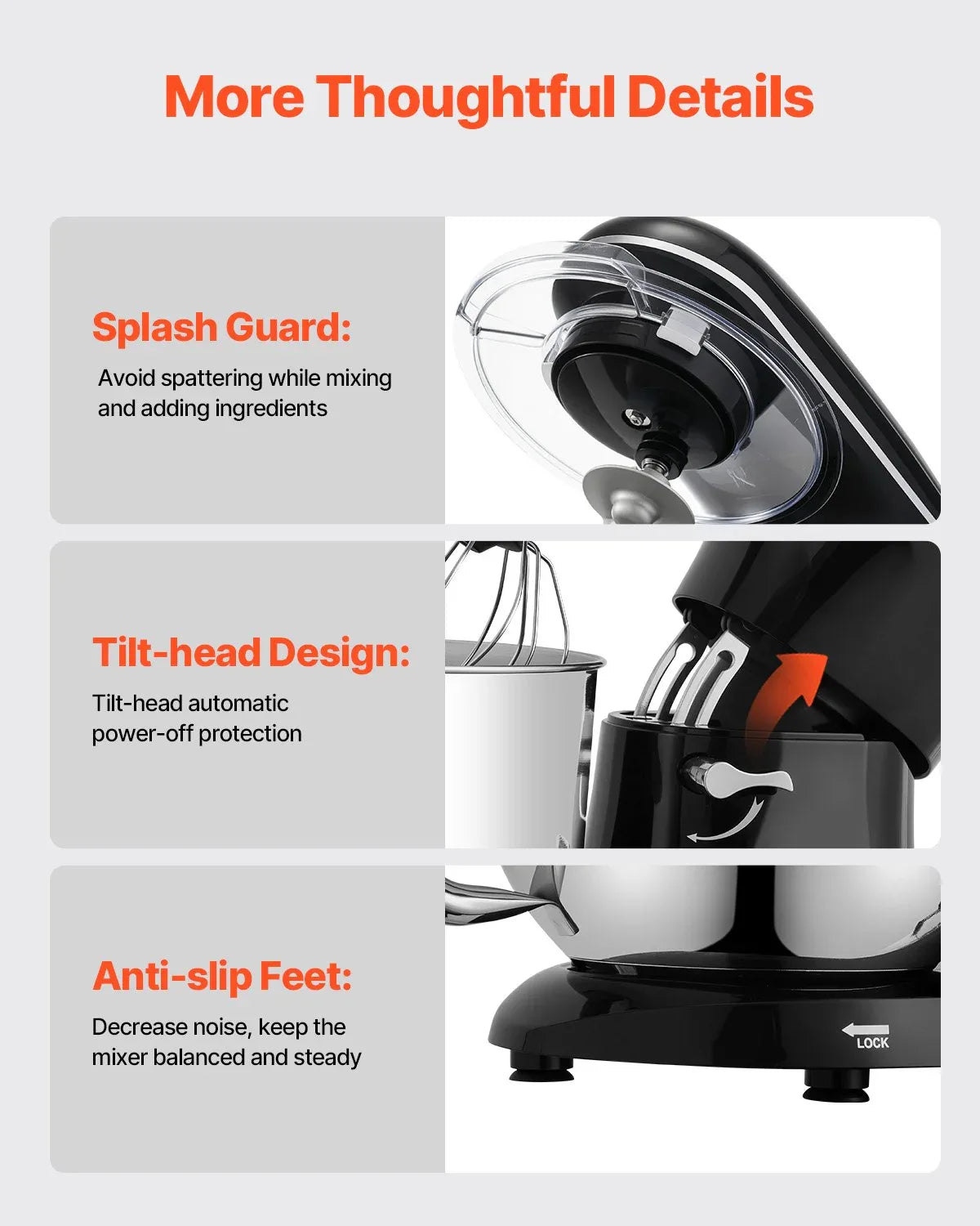 VEVOR Stand Mixer 5.68 L Electric Dough Mixer 1100W 6 + P Speeds Food Beater - Mekamart Australia