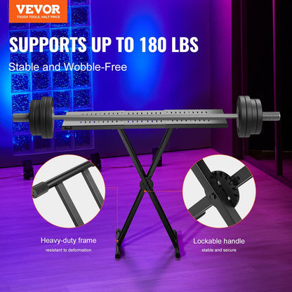 DJ Table Stand, (820-1095)x465 mm Portable DJ Laptop and Controller Stand, Lightweight DJ Desk DJ Booth Adjustable Height DJ Stand, Foldable Double-X Keyboard Stand & Tabletop, Audio Mixer Stand