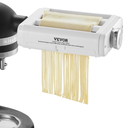 Pasta Attachment for KitchenAid Stand Mixer, 3-IN-1 Stainless Steel Pasta Roller Cutter Set Including Pasta Sheet Roller, Spaghetti and Fettuccine Cutter, 8 Adjustable Thickness Knob Pasta Maker