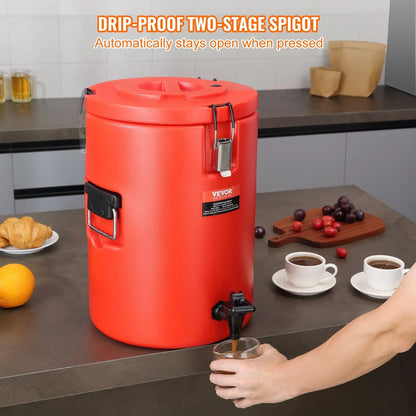 VEVOR Stainless Steel Insulated Beverage Dispenser, 17.2 Liter, Thermal Hot and Cold Drink Server Dispenser with Spigot Handle, Food-grade for Hot Tea Coffee Water Restaurant Drink Shop - Mekamart Australia