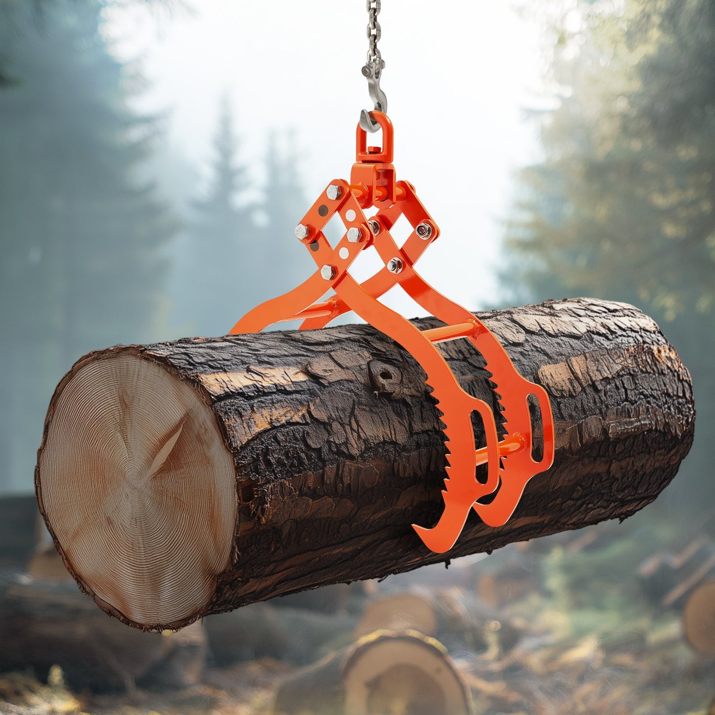 28in Log Lifting Tongs, 4-Claw Log Tongs, Heavy Duty Steel Log Grapple, 2650LBS Lifting Capacity, Swivel Log Graper Timber, Eagle Claw Design, Log Skidding Tongs for Trucks, Tractors, Forklifts