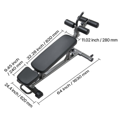 Sit Up Bench, Decline Ab Bench with Reverse Crunch Handle, with 4 Adjustable Height Settings, Heavy Duty Steel, 454 kg Capacity, for Home Gym Workouts, Strength Training, Full Body Muscles